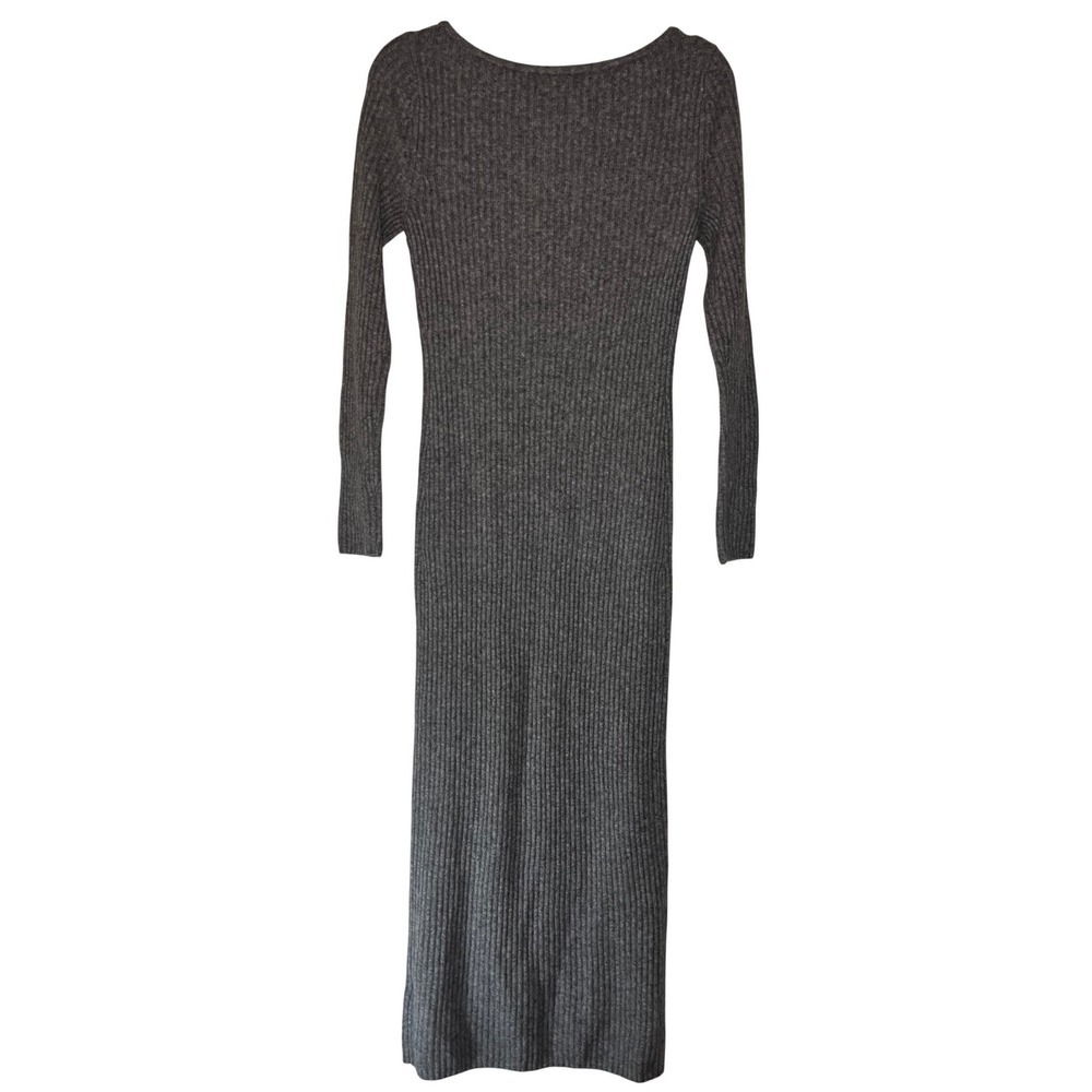 Abercrombie & Fitch Giselle Grey Merino Wool Ribbed Button Front Maxi Dress SM - Picture 5 of 8